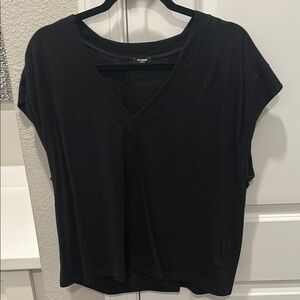 Express Black Crop Relaxed V neck T-Shirt